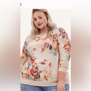 Torrid Multicolor Floral Raglan Sweatshirt
